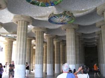 gaudi parc guell, columns, guell park, trip to barcelona, tourist in barcelona