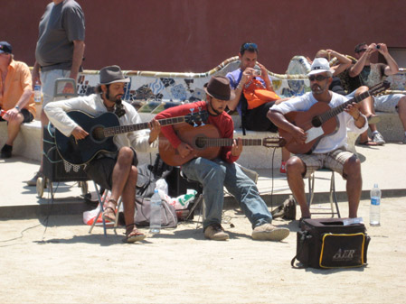 guitarists, musicians, parc guell, top 10 sights, barcelona, gaudi park